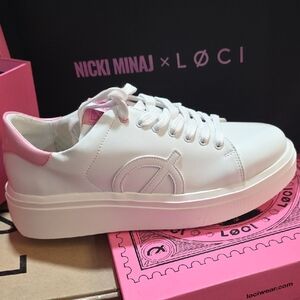 Nicki Minaj x LOCI Collab Size 9 Women's Apex White and Pink Sneakers